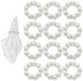 12 PCS Pearl Napkin Rings, White Napkin Rings Buckles for Table, Beaded Pearl Napkins Ring Holders for Wedding Table Decor, Formal Dinner