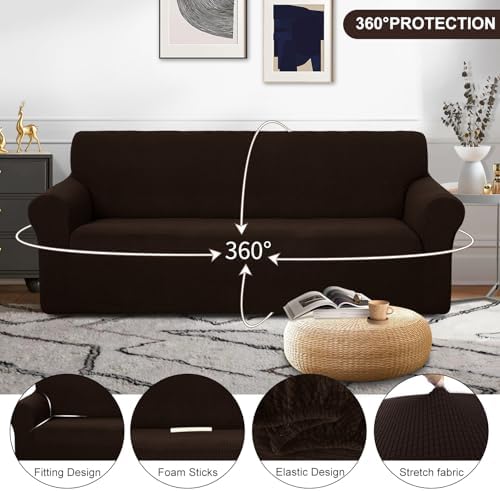 U-NICE HOME Oversized Stretch Couch Cover Slipcover, Chocolate