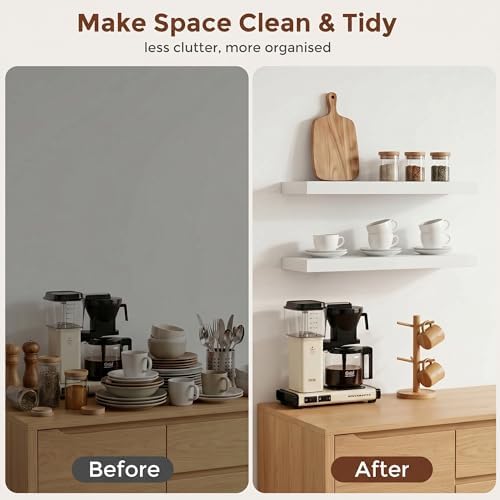 fuqing 20 Inch Floating Shelves, 6.7 Inch Deep White Wall Shelves Set of 2