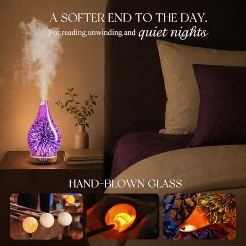 Porseme Essential Oil Diffuser 150ml Handmade Glass Diffuser 6H Runtime