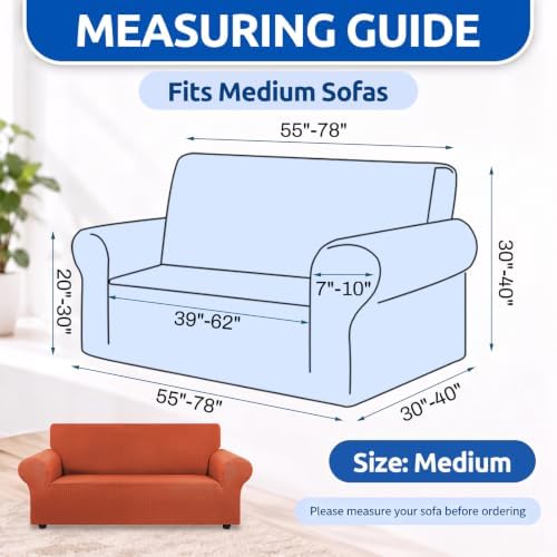 KEKUOU Loveseat Couch Cover, 2 Cushion Couch Slipcover,Pureed Pumpkin