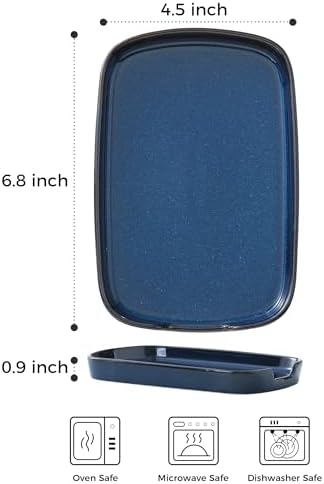 ABRUTY Spoon Rest for Stove Top, Ceramic Spoon Holder for Counter, Modern Farmhouse Decor Accessories for Spatula, Spoons or Tongs, Rectangular, Flambe Blue