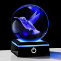 3D Crystal Ball Hummingbird Gift - 3.14'' 80mm Laser Decor Glass Animal Figurine Statue for Room Decorations With Night Light