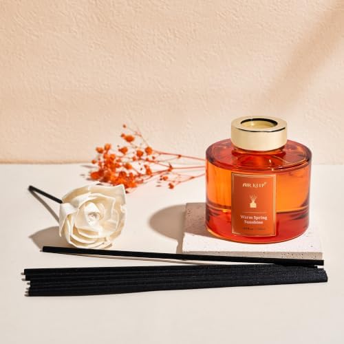 Airkeep Flower Reed Diffusers Set, 5.07 oz Freesia/Passion Fruit/Orange Scented Oil Diffuser with 8 Reed Sticks, Home Fragrance Diffuser Gift Set for Bathroom & Office Decor 150ml