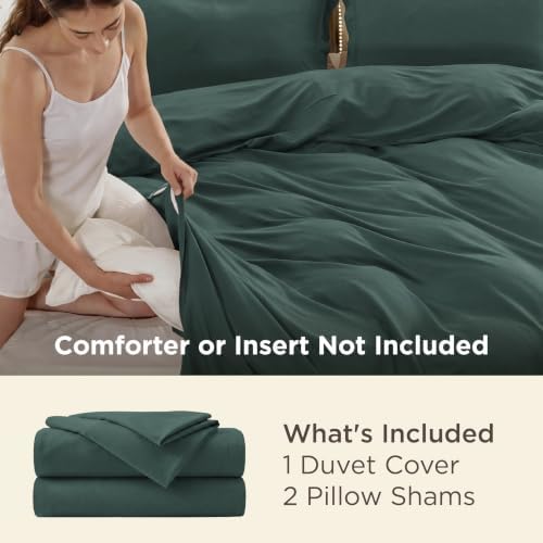 Bedsure Duvet Cover Queen Size, Double Brushed Bedding Set, Forest Green
