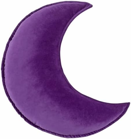 Moon Shaped Throw Pillow Star Couch Cushion Decorative Pillows Fluffy Velvet Stars Home Decor Plush for Bedroom (Moon, Purple)