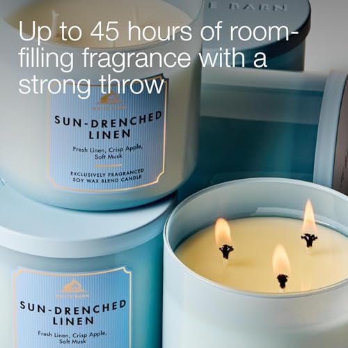 Bath & Body Works 3-Wick Candle, Sun-Drenched Linen, Soy Wax Blend, 2 Pack