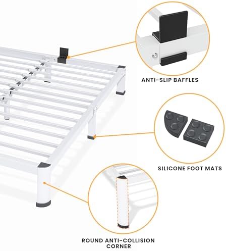 10 Inch Queen Size Metal Platform Bed Frame with Round Corners Leg