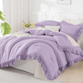 Andency Lavender Ruffle Comforter Twin Size, 2 Pieces Soft Bed Set