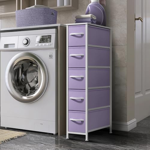 Sorbus 5-Drawer Narrow Dresser for Bedroom (Pastel Purple)