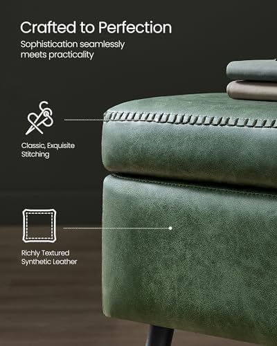 VASAGLE Storage Ottoman Bench, PU Leather, Steel Legs