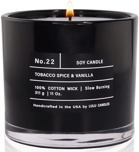 Lulu Candles | Tobacco, Spice & Vanilla | Luxury Scented Soy Jar Candle | Hand Poured in The USA | Highly Scented & Long Lasting |11 Oz.