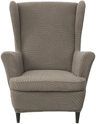 HAOYONG Wing Chair Slipcovers Printed Wingback Chair Covers 2 Pieces Wingback Armchair Slipcover Stretch Chair Slip Covers Washable Armchair Protector Cover for Living Room and Bedroom