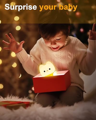 Amaredom Waving Kitten Night Light, Cute Cat Lamp, Baby Toddler Room Decor