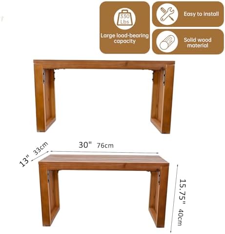 SwallowLiving 30 Inch Solid Wood Bench, Farmhouse Indoor Kitchen Dining Bench with Sturdy Construction, Multi-Purpose Backless Seat for Entryway, Outdoor Patio, Foot of Bed