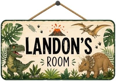 Custom Door Sign African Animals Jungle Safari Dinosaur Bedroom Door Hanger for Kids Nursery Wall Plaques