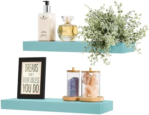 Sorbus 16 Inch Floating Shelves for Wall (2 Pack, Breezy Blue)