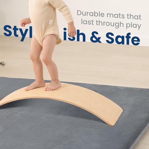 Huloo Sleep Baby Play Mat for Floor,1.3" Thick Memory Foam Tummy Time Mat,Soft Coral Velvet Nursery Rug,Extra Large Non Slip Crawling Mats for Living Room(Dark Grey)