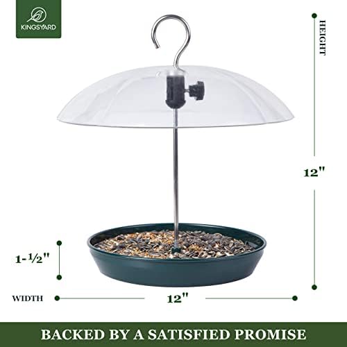 Kingsyard Platform Bird Feeder with Adjustable Dome for Outdoors Hanging
