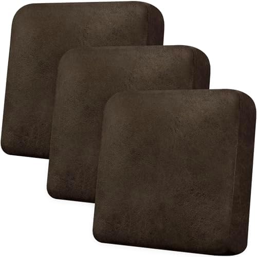Couch Cushion Covers Leather-Look 3PC Stretch Extra Large Sofa Seat Slipcover Sets Individual Couch Seat Cushion Cover, Pet-Friendly, Non-Slip, Easy Fit - Coffee
