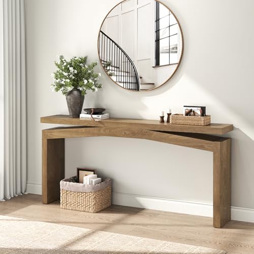 Epecoya Console Tables for Entryway 63-Inch, Natural Brown