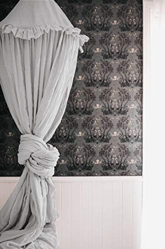 MAMERIA Kids Bed Canopy with Frills Cotton Hanging Tent Curtain Net for Reading Nook Hideaway Bedding Play Room Decor (Light Grey)
