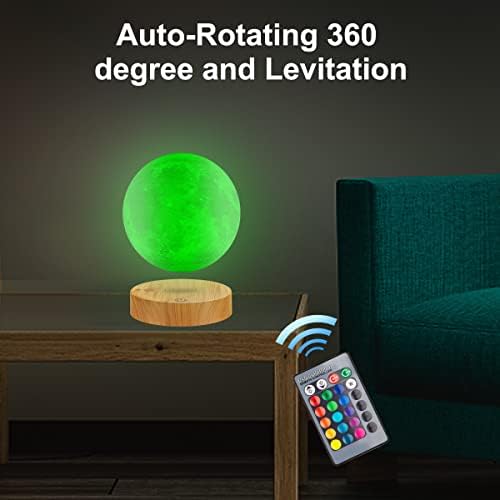 Floating Moon Lamp 16 Colors Levitating Spinning LED Moon Light Magnetic Levitation 3D Printing Moon Night Lights Unique Gifts Room Office Table Decorative Lamp