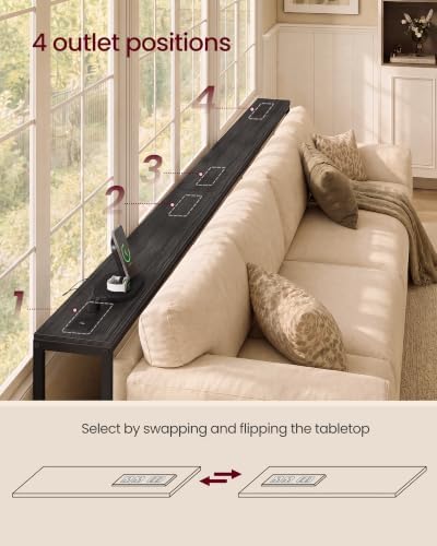 VASAGLE 78.7"Console Table, 25.2-35.2"Height Adjustable, with Power Outlet