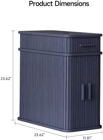 ONRBRILL Fluted End Table, Narrow Side Table, 23.62" H, Blue