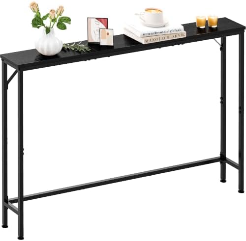 47.2" Console Table, Narrow Entryway Table, Skinny Sofa Table, Behind CouchTable, Long Skinny Table, DisplayTable for Entryway, Living Room, Foyer, Corridor, Office, Black