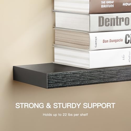 Amada 47 Inch Floating Shelves with Invisible Brackets, Set of 2, Black