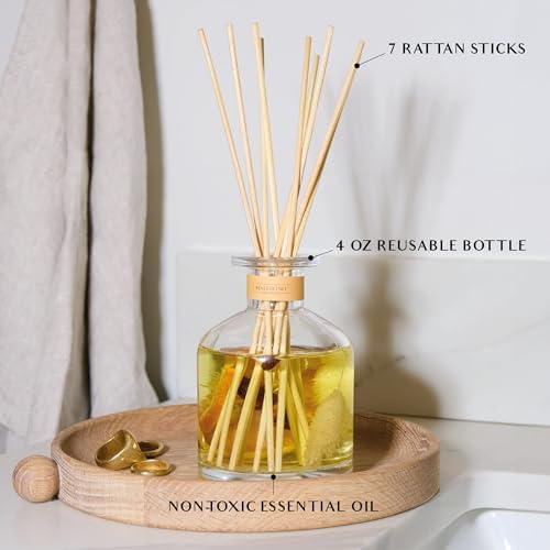 Benevolence LA Reed Diffuser, Orange, Cedarwood & Clove Scent Diffuser for Home with Oil Diffuser Sticks | Sun Kissed Collection Diffusers for Home