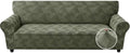 JIVINER 1 Piece Couch Cover for 3 Cushion Couch, Stretch Extra Large Sofa Covers with Elastic Bottom, Washable Oversized Sofa Slipcovers Feature Geometrical Jacquard Fabric (XL Sofa, Army Green)