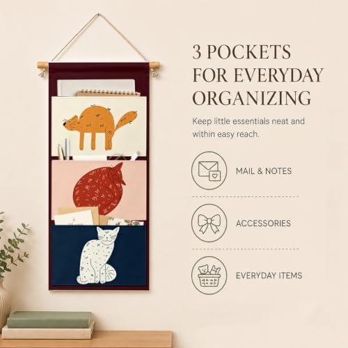 IAXIC Woodland Animal Wall Organizer, Canvas Pockets for Nursery