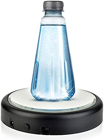 4 LED Light Base - Color Changing Lights w/Mirror Top Round Stand - Illuminated Holder for Gemstones, Crystals, and Art Glass - AC/USB Adapter