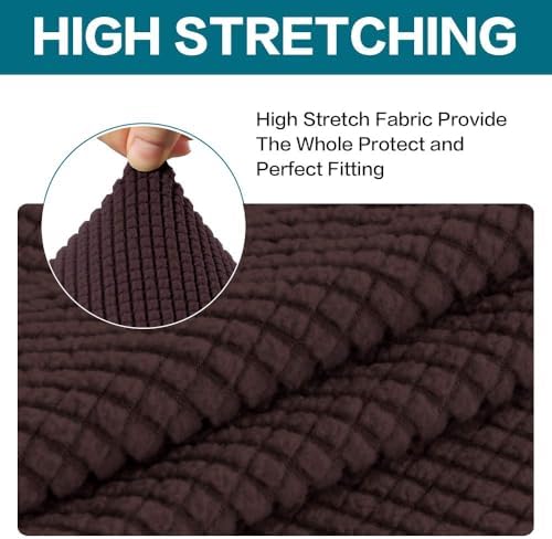 Turquoize 2 Piece Chair Covers Chair Slipcovers for Living Room Small Armchair Chair Cover with Arms Washable Furniture Cover for Chairs Feature Thick Jacquard Fabric (Small Armchair, Brown)