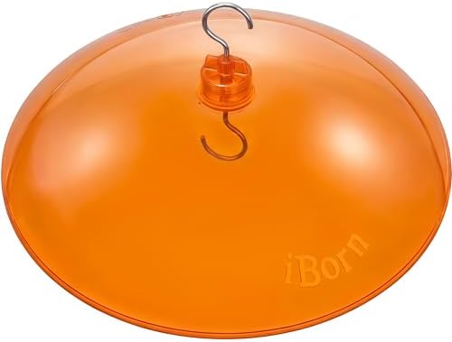 iBorn 13-inch Sunshade Cover for Oriole Feeder, Weather Guard Sun Shade Cover, for Hanging Oriole Nectar Feeder for Outdoors Rain Guard, Chew Proof Polycarbonate, Pack of 1, Orange