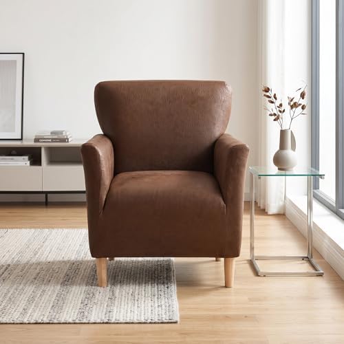 Armchair Covers Stretch Arm Covers Chair Couch Covers, Faux Leather Looking Armchair Slipcover Washable Chair Protector for Living Room (Color D-3)