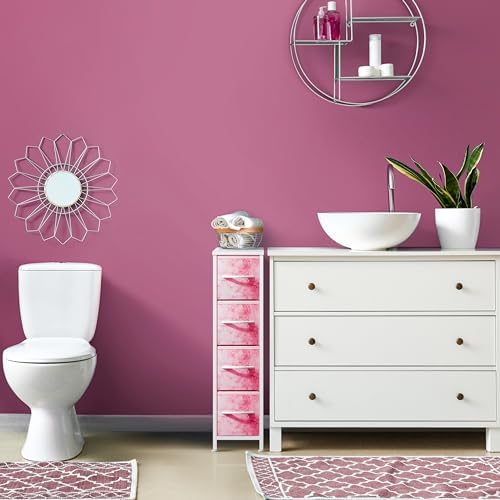 Sorbus 4-Drawer Narrow Dresser for Bedroom (Tie-dye Pink)