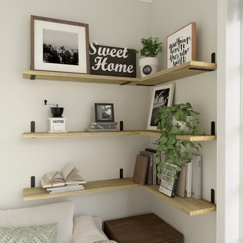WOPITUES 24'' Long Floating Shelves for Wall Decor & Storage, Rustic Brown