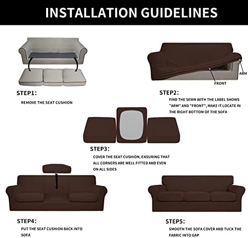 Easy-Going 4 Pieces Stretch Sofa Cover for 3 Cushion Couch Washable