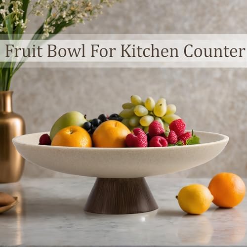 LIN CHUAN Large Decorative Bowl, Resin Pedestal Fruit Bowl, Brown