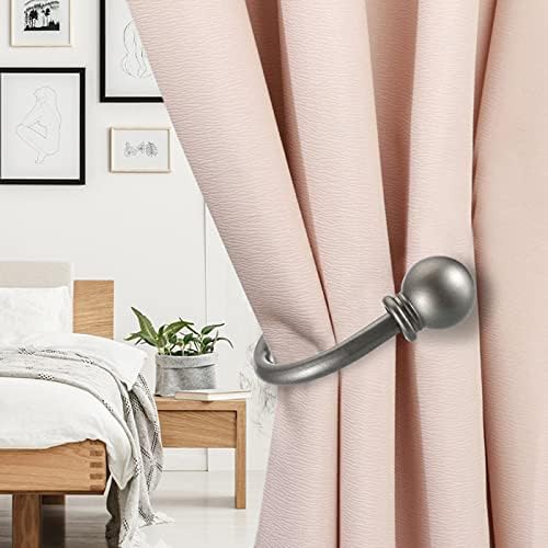 Sumnacon Curtain Holdbacks 2 Pcs Wall Mounted Curtain Tiebacks,Grey