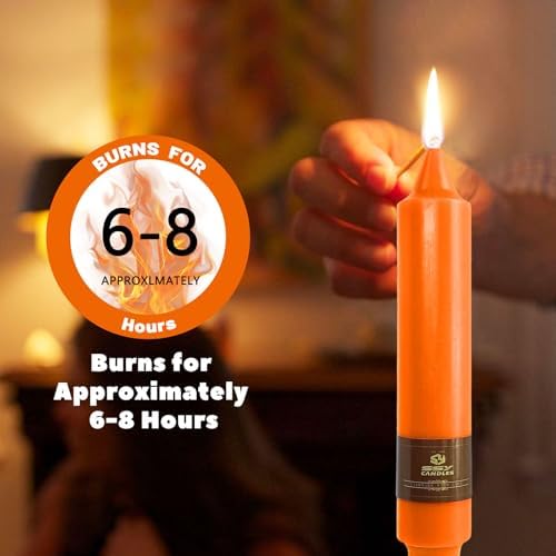 NJAO HOO Halloween Candlesticks Orange Short Taper Candle 7 Inch Unscented Dripless Tapered Candle Set for Home Dinner Fall Decor Party, 4 Pack