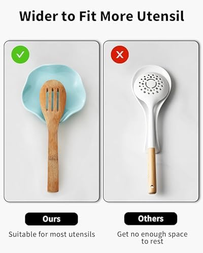 ABRUTY Spoon Rest for Stove Top, Ceramic Spoon Holder for Counter, Modern Farmhouse Decor Accessories for Spatula, Spoons or Tongs, Flower Shape, Turquoise