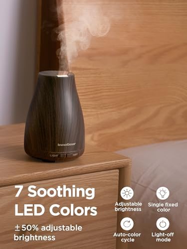 InnoGear Essential Oil Diffuser Ultrasonic Diffusers for Home Scent, Brown