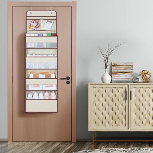 Univivi Over Door Hanging Organizers for Baby Essential, 5-shelf, Beige