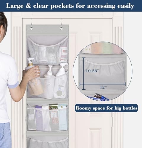 Over the Door Organizer Storage for Closet with 5 Pockets Organizer for Bedroom Bathroom, 2 Pack