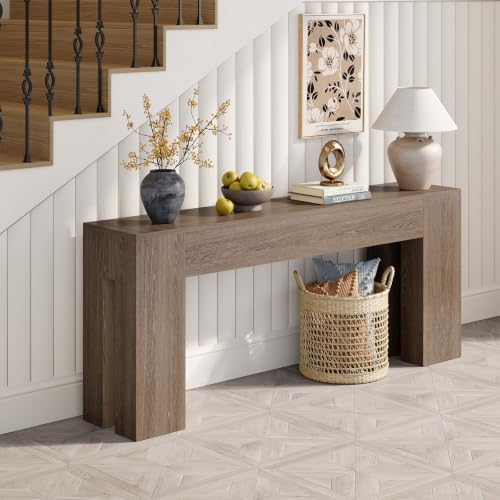 Epecoya Extra Long Entryway Table for Living Room 79-Inch, Light Brown