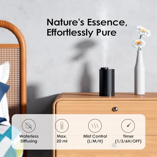 Airversa AN6 Waterless Diffuser for Essential Oil, Black + Extra Nozzle